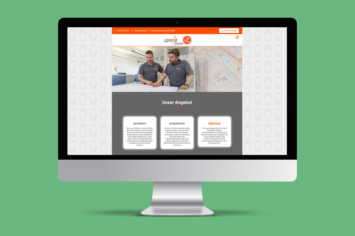 Lovino Elektro Web design rendering