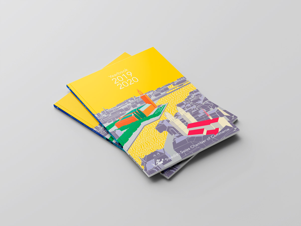 The magazine cover design for the Swedish Swiss Chamber of Commerce Yearbook 2019/20